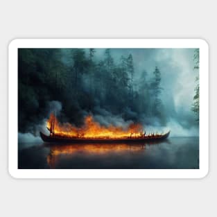 Viking funeral longship Sticker